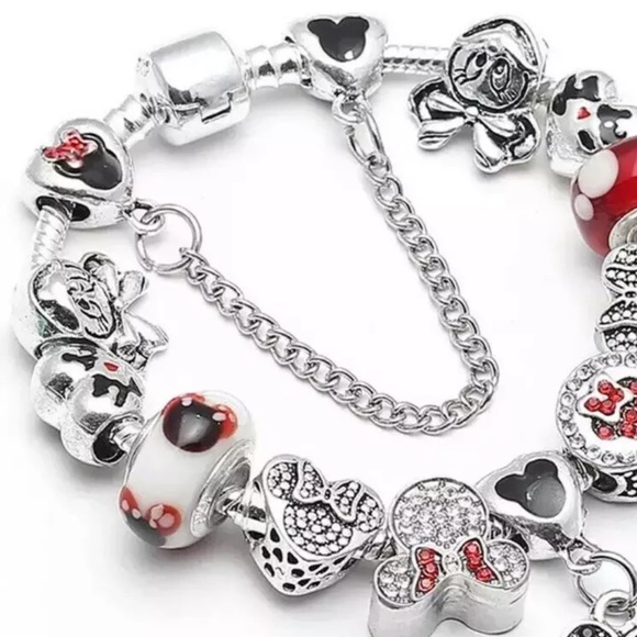 New 925 Mickey Mouse Charm Bracelet European Beads - Picture 3 of 4